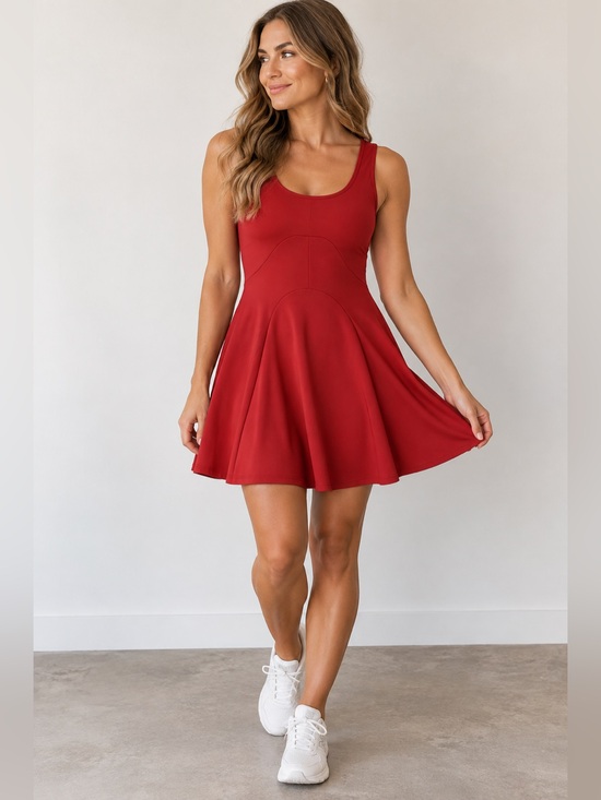 Zyia Active Dresses & Skirts - ZYIA Active Red Fit & Flare Athletic Dress with Built-In Shorts Size L